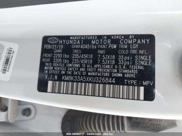 Photo 8 VIN: KM8K33A5XKU326844 - HYUNDAI KONA 