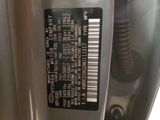 Photo 11 VIN: KM8K33AG2MU111317 - HYUNDAI KONA LIMIT 