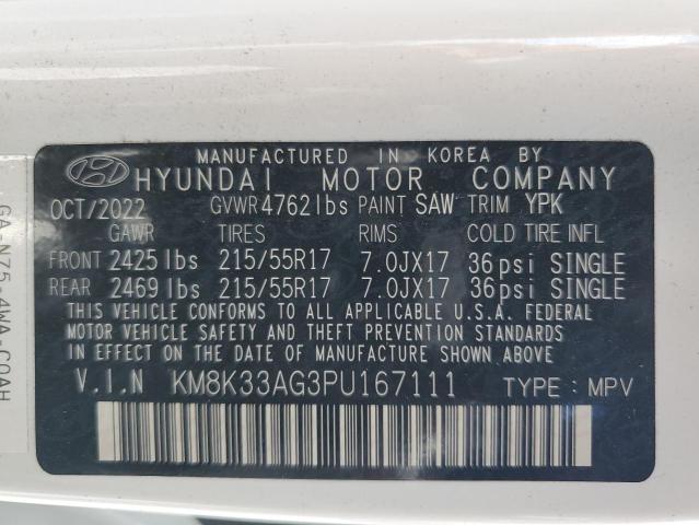 Photo 12 VIN: KM8K33AG3PU167111 - HYUNDAI KONA SEL 