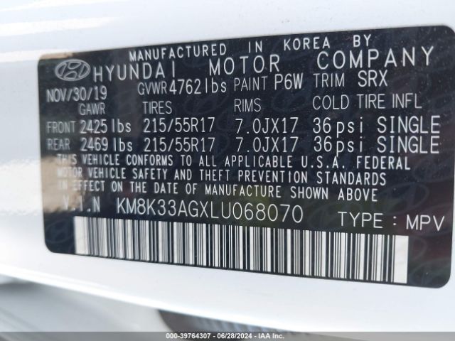 Photo 8 VIN: KM8K33AGXLU068070 - HYUNDAI KONA 