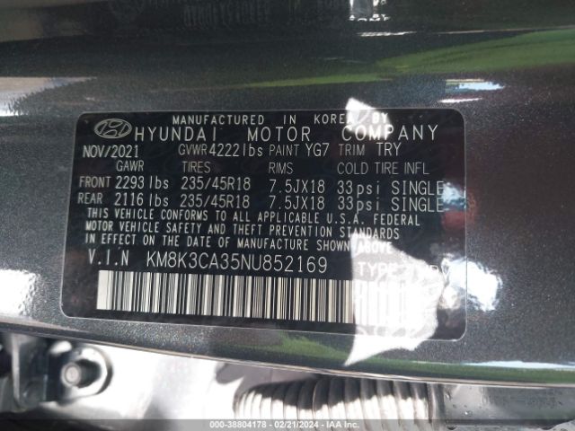 Photo 8 VIN: KM8K3CA35NU852169 - HYUNDAI KONA 