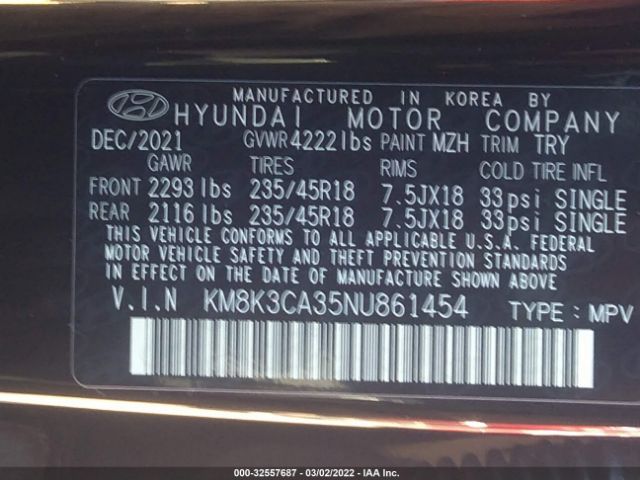 Photo 8 VIN: KM8K3CA35NU861454 - HYUNDAI KONA 