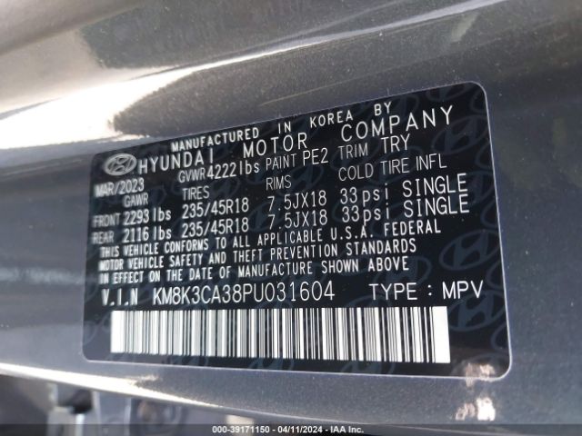 Photo 8 VIN: KM8K3CA38PU031604 - HYUNDAI KONA 