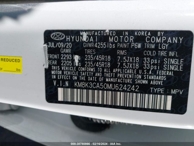 Photo 8 VIN: KM8K3CA50MU624242 - HYUNDAI KONA 