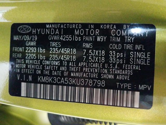 Photo 9 VIN: KM8K3CA53KU378798 - HYUNDAI KONA 