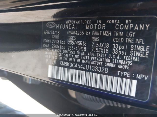 Photo 8 VIN: KM8K3CA54JU133328 - HYUNDAI KONA 