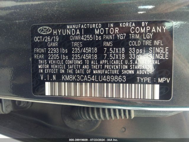 Photo 8 VIN: KM8K3CA54LU489863 - HYUNDAI KONA 