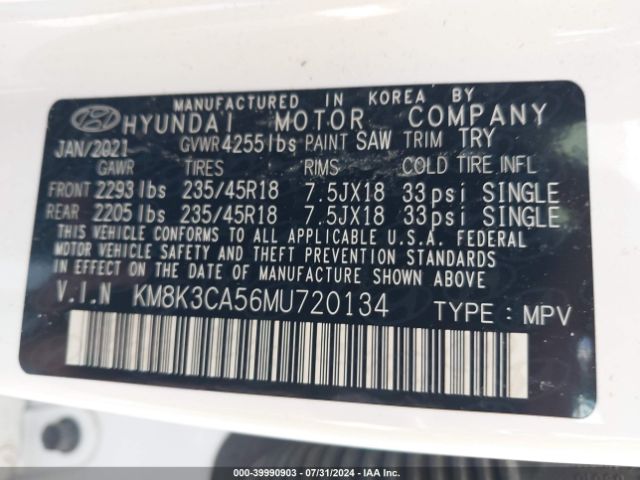 Photo 8 VIN: KM8K3CA56MU720134 - HYUNDAI KONA 