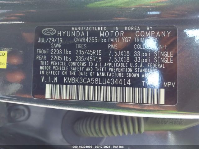 Photo 8 VIN: KM8K3CA58LU434414 - HYUNDAI KONA 