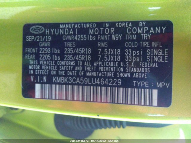 Photo 8 VIN: KM8K3CA59LU464229 - HYUNDAI KONA 