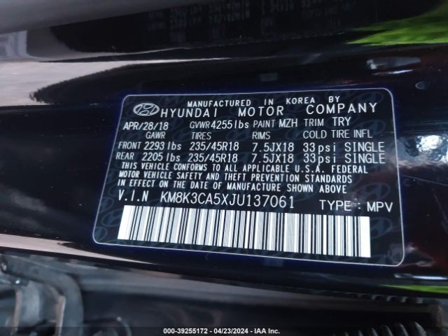 Photo 8 VIN: KM8K3CA5XJU137061 - HYUNDAI KONA 