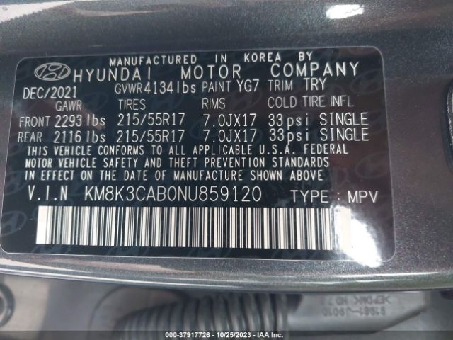 Photo 8 VIN: KM8K3CAB0NU859120 - HYUNDAI KONA 