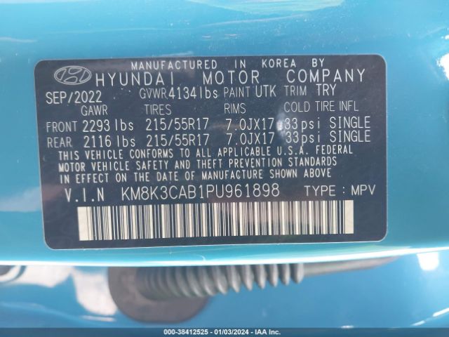 Photo 8 VIN: KM8K3CAB1PU961898 - HYUNDAI KONA 