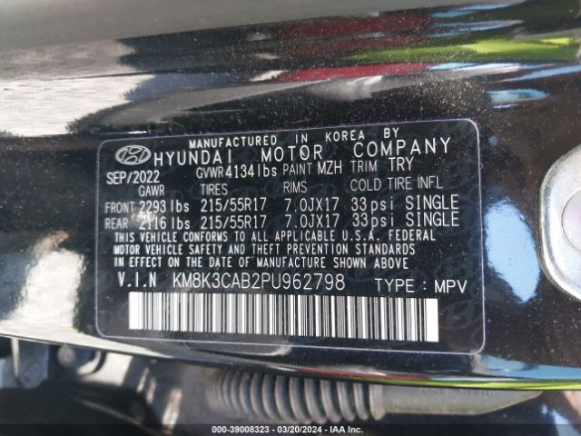 Photo 8 VIN: KM8K3CAB2PU962798 - HYUNDAI KONA 