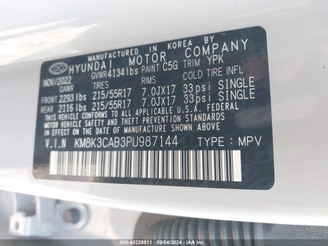 Photo 8 VIN: KM8K3CAB3PU987144 - HYUNDAI KONA 