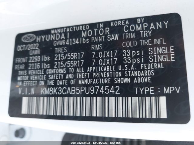 Photo 8 VIN: KM8K3CAB5PU974542 - HYUNDAI KONA 