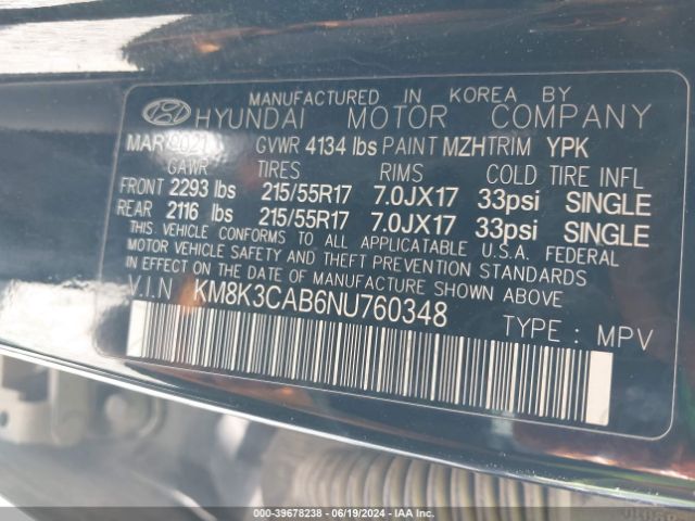 Photo 8 VIN: KM8K3CAB6NU760348 - HYUNDAI KONA 