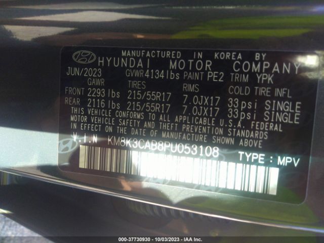 Photo 8 VIN: KM8K3CAB8PU053108 - HYUNDAI KONA 