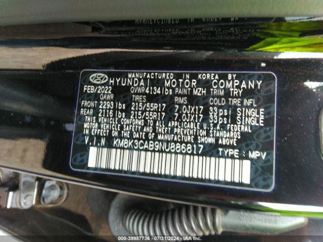 Photo 8 VIN: KM8K3CAB9NU886817 - HYUNDAI KONA 