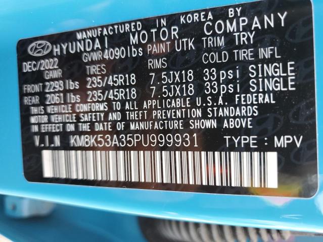 Photo 12 VIN: KM8K53A35PU999931 - HYUNDAI KONA LIMIT 