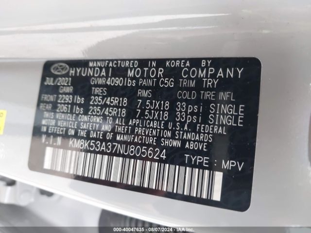 Photo 8 VIN: KM8K53A37NU805624 - HYUNDAI KONA 