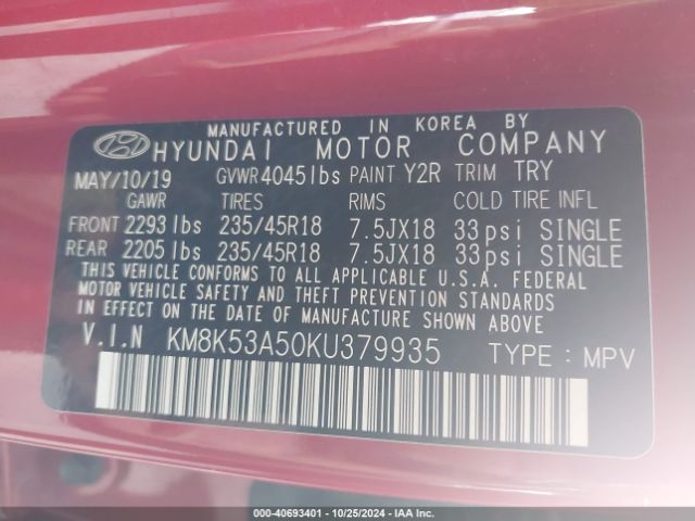 Photo 8 VIN: KM8K53A50KU379935 - HYUNDAI KONA 