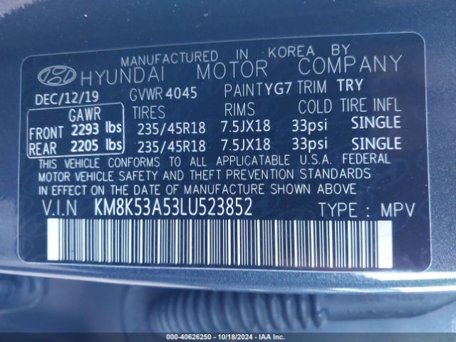 Photo 8 VIN: KM8K53A53LU523852 - HYUNDAI KONA 