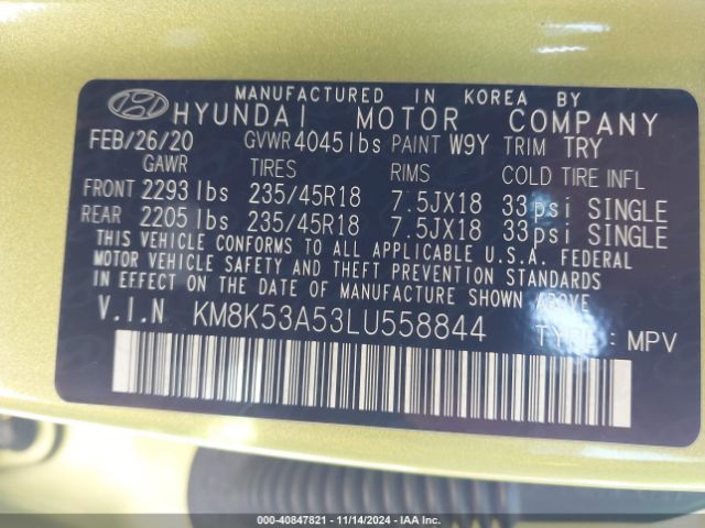 Photo 8 VIN: KM8K53A53LU558844 - HYUNDAI KONA 