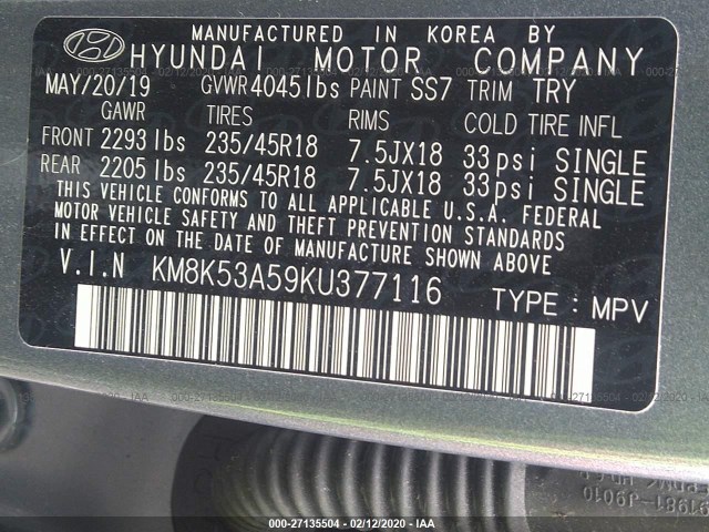 Photo 8 VIN: KM8K53A59KU377116 - HYUNDAI KONA 