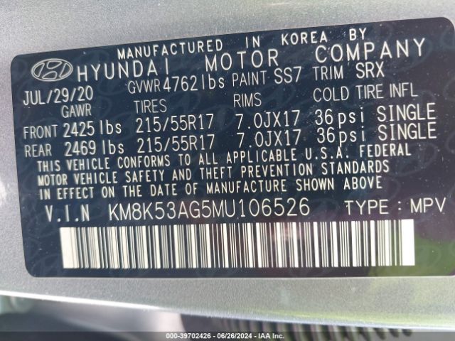 Photo 8 VIN: KM8K53AG5MU106526 - HYUNDAI KONA ELECTRIC 