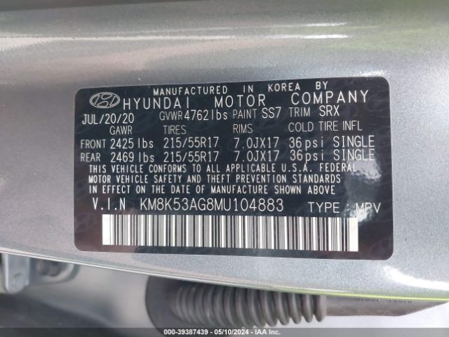 Photo 8 VIN: KM8K53AG8MU104883 - HYUNDAI KONA 