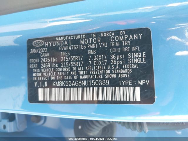 Photo 8 VIN: KM8K53AG8NU150389 - HYUNDAI KONA ELECTRIC 