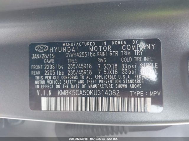 Photo 8 VIN: KM8K5CA50KU314082 - HYUNDAI KONA 