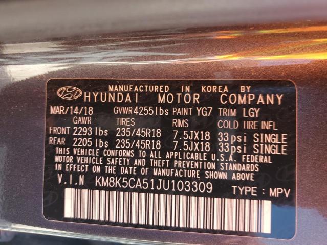 Photo 12 VIN: KM8K5CA51JU103309 - HYUNDAI KONA 