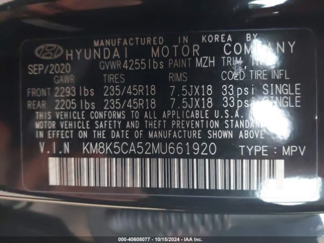 Photo 8 VIN: KM8K5CA52MU661920 - HYUNDAI KONA 