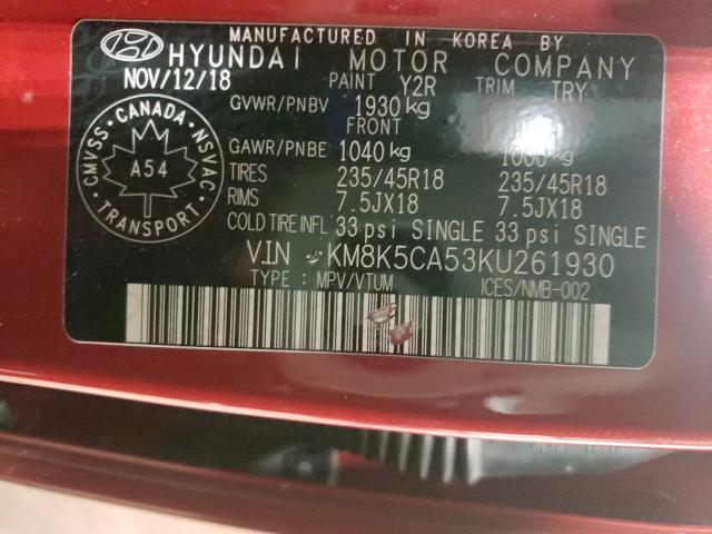 Photo 9 VIN: KM8K5CA53KU261930 - HYUNDAI KONA ULTIM 