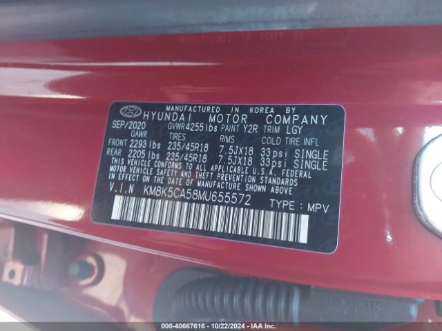 Photo 8 VIN: KM8K5CA58MU655572 - HYUNDAI KONA 