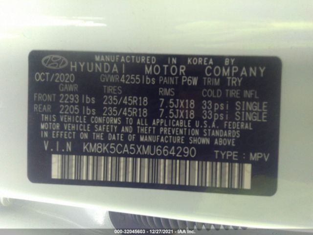 Photo 8 VIN: KM8K5CA5XMU664290 - HYUNDAI KONA 