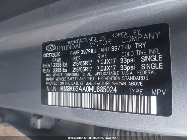 Photo 8 VIN: KM8K62AA0MU685024 - HYUNDAI KONA 