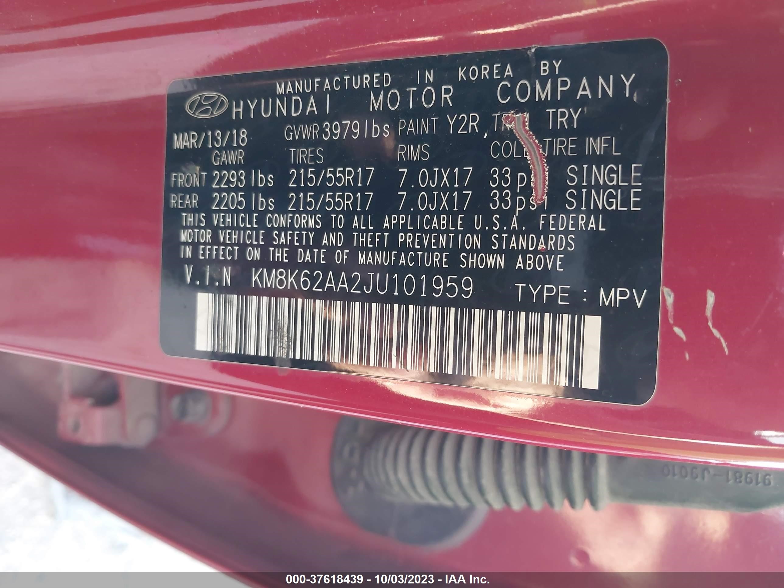 Photo 7 VIN: KM8K62AA2JU101959 - HYUNDAI KONA 