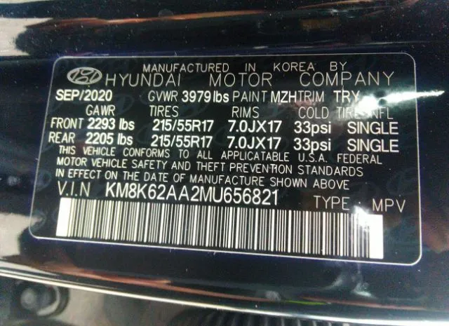 Photo 8 VIN: KM8K62AA2MU656821 - HYUNDAI KONA 