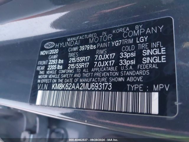 Photo 8 VIN: KM8K62AA2MU693173 - HYUNDAI KONA 