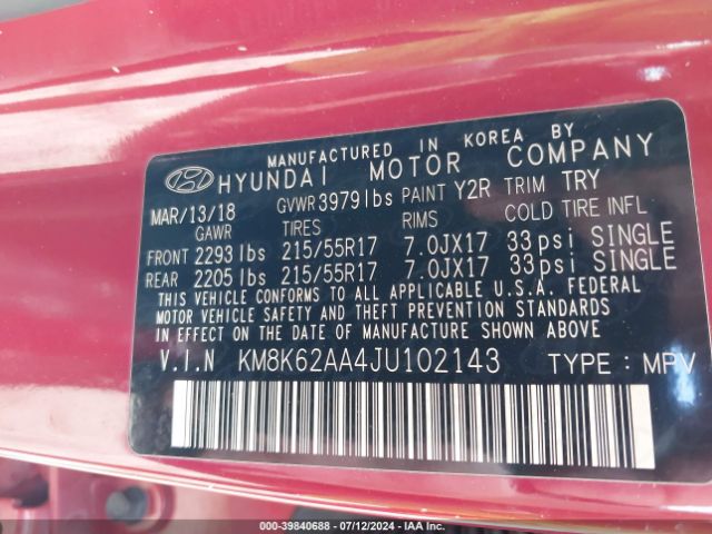 Photo 8 VIN: KM8K62AA4JU102143 - HYUNDAI KONA 