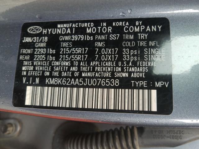 Photo 9 VIN: KM8K62AA5JU076538 - HYUNDAI KONA SEL 