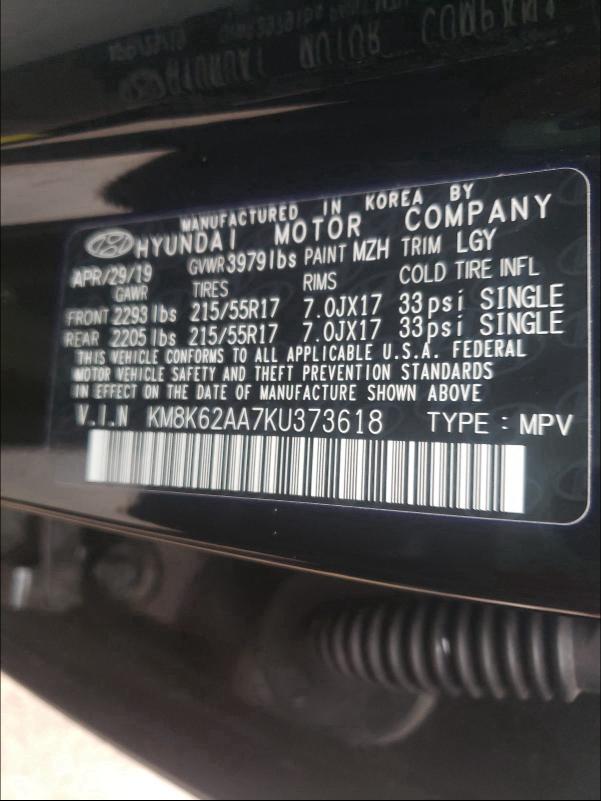 Photo 9 VIN: KM8K62AA7KU373618 - HYUNDAI KONA SEL 