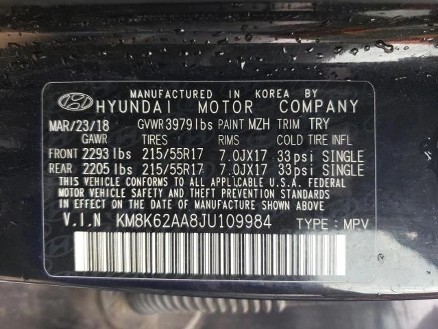 Photo 12 VIN: KM8K62AA8JU109984 - HYUNDAI KONA SEL 