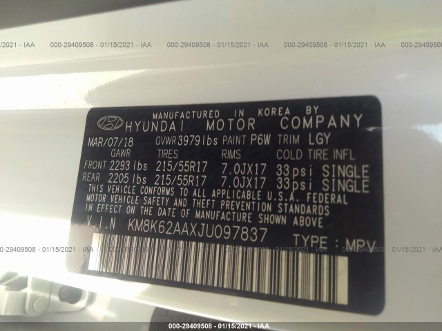 Photo 8 VIN: KM8K62AAXJU097837 - HYUNDAI KONA 