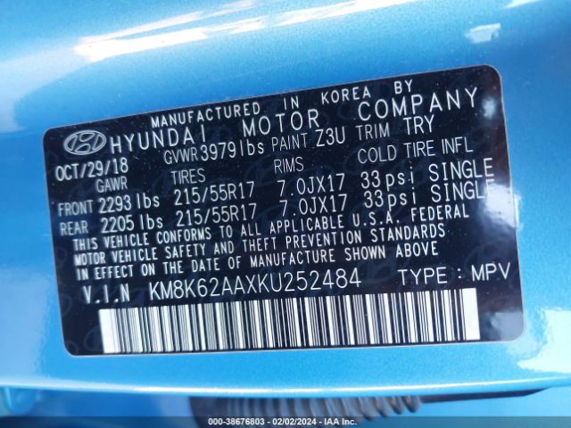 Photo 8 VIN: KM8K62AAXKU252484 - HYUNDAI KONA 