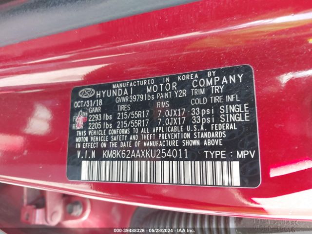 Photo 8 VIN: KM8K62AAXKU254011 - HYUNDAI KONA 