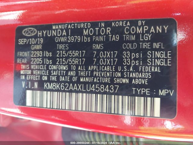 Photo 8 VIN: KM8K62AAXLU458437 - HYUNDAI KONA 